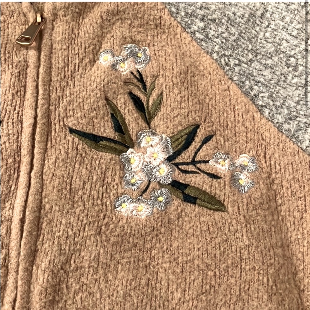 Anthropologie MAEVE EMBROIDERED bomber style sweater jacket - Picture 2 of 6
